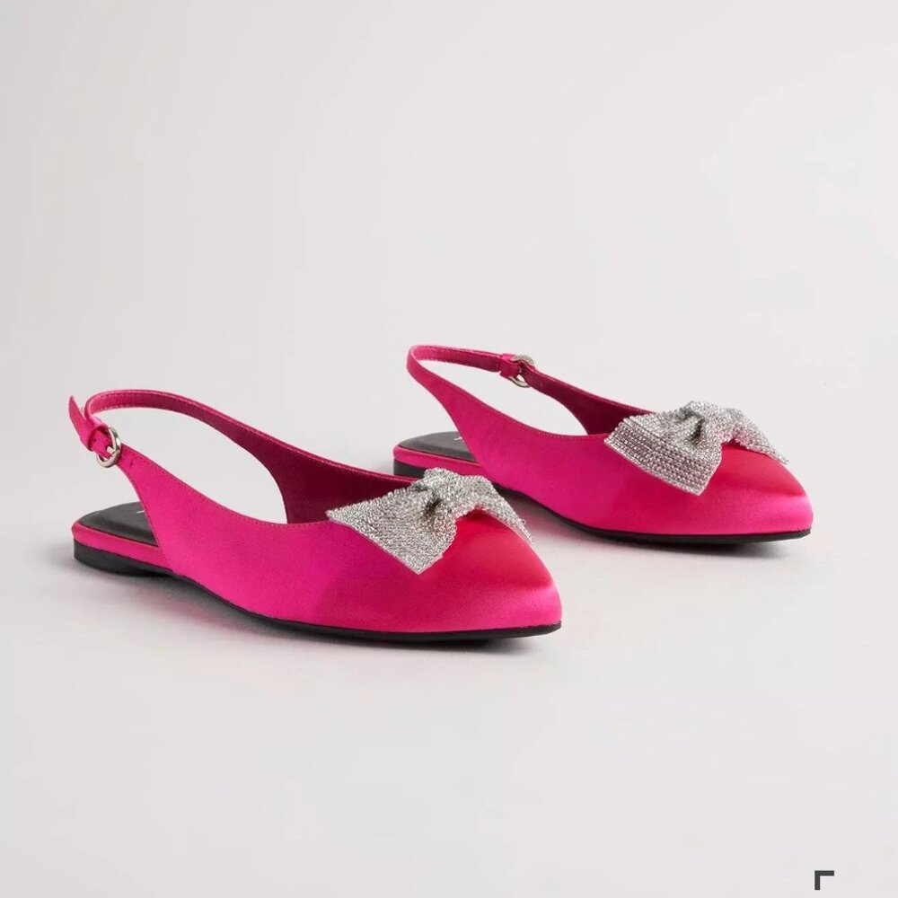Torrid Hot Pink flats with bow 8.5 WW